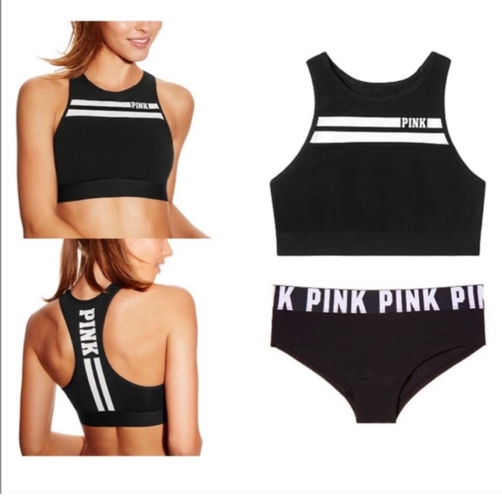 Vs Pink Racerback Sports Bra & Panty Set